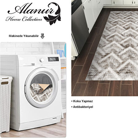 Dekoreko Kaymaz Taban Djt Mutfak Halısı Yıldız Deri İskandinav F5124