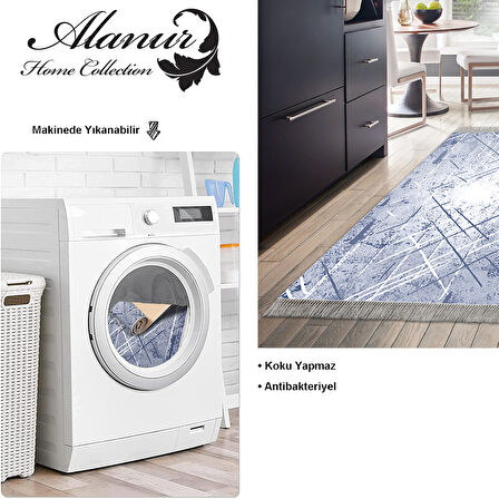 Dekoreko Kaymaz Taban Djt Mutfak Halısı Yıldız Deri Saçaklı Modern M5003