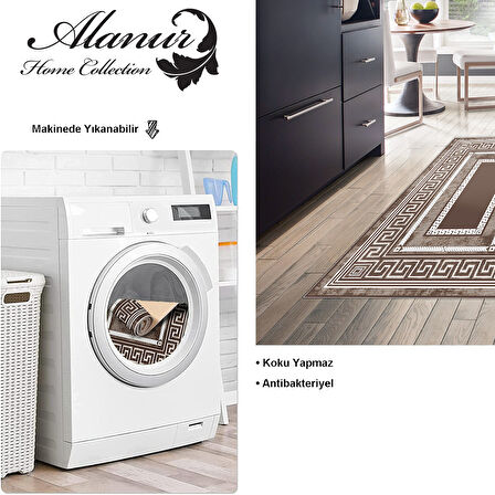 Dekoreko Kaymaz Taban Djt Mutfak Halısı Yıldız Deri Modern 651M