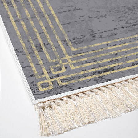 Dekoreko Kaymaz Taban Djt Mutfak Halısı Yıldız Deri Saçaklı Modern M5142