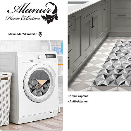 Dekoreko Kaymaz Taban Djt Mutfak Halısı Yıldız Deri Modern 1944