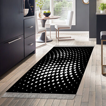 Dekoreko Kaymaz Taban Djt Mutfak Halısı Star Pamuk Saçaklı Modern 723