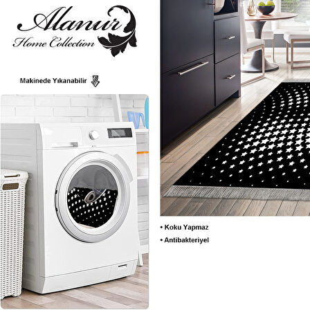 Dekoreko Kaymaz Taban Djt Mutfak Halısı Star Pamuk Saçaklı Modern 723