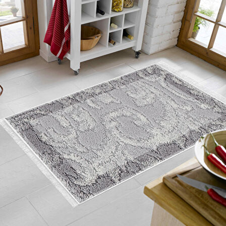 Dekoreko Kaymaz Taban Djt Mutfak Halısı Yıldız Deri Saçaklı Modern 1314