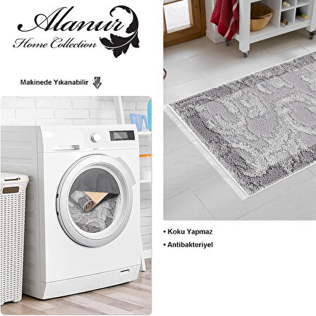 Dekoreko Kaymaz Taban Djt Mutfak Halısı Yıldız Deri Saçaklı Modern 1314