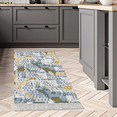 Dekoreko Kaymaz Taban Djt Mutfak Halısı Star Pamuk Saçaklı Modern M5015