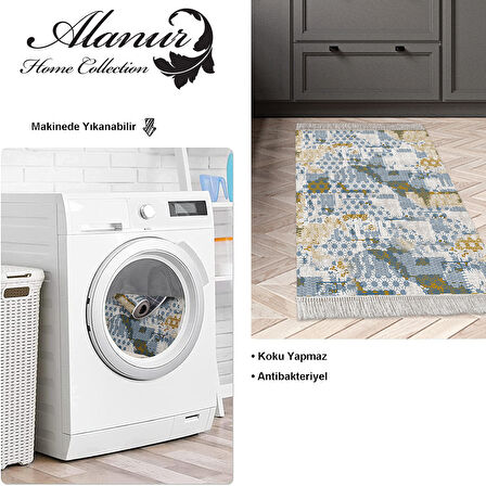 Dekoreko Kaymaz Taban Djt Mutfak Halısı Star Pamuk Saçaklı Modern M5015