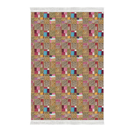 Dekoreko Kaymaz Taban Djt Banyo Halısı Yıldız Deri Saçaklı Modern 2155M