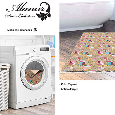 Dekoreko Kaymaz Taban Djt Banyo Halısı Yıldız Deri Saçaklı Modern 2155M