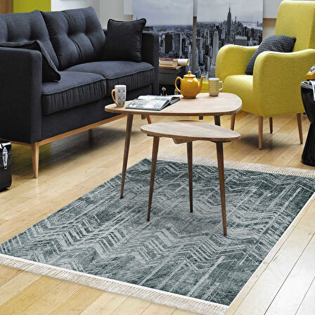 Dekoreko Kaymaz Taban Djt Salon Halısı Trend Saçaklı İskandinav F5083