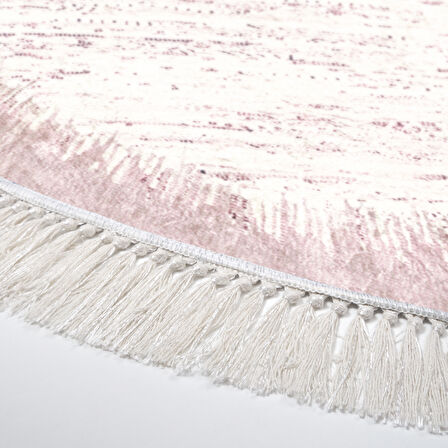 Dekoreko Kaymaz Taban Djt Salon Halısı Yıldız Deri Saçaklı Yuvarlak Modern 1342