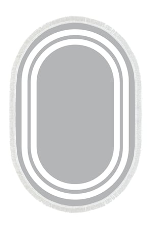 Dijital Baskılı Oval Salon Halısı | Kaymaz Yıkanabilir | Keçe Taban Saçaklı | Geometrik | 1696