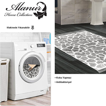 Dekoreko Kaymaz Taban Djt Banyo Halısı Yıldız Deri Saçaklı Modern 1910