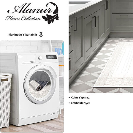 Dekoreko Kaymaz Taban Djt Mutfak Halısı Star Pamuk Modern M5076