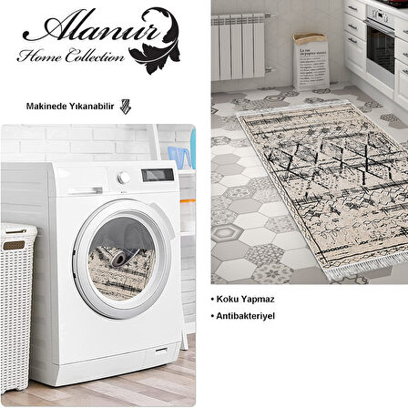 Dekoreko Kaymaz Taban Djt Mutfak Halısı Star Pamuk Saçaklı İskandinav M5141