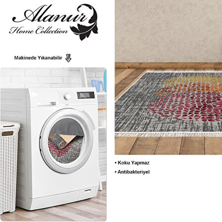 Dekoreko Kaymaz Taban Djt Salon Halısı Yıldız Deri Saçaklı Modern E4052