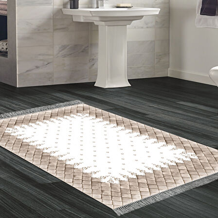 Dekoreko Kaymaz Taban Djt Banyo Halısı Trend Saçaklı Modern 1529