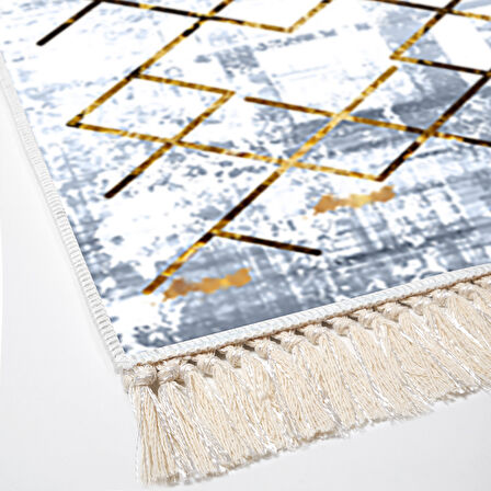 Dekoreko Kaymaz Taban Djt Banyo Halısı Trend Saçaklı Modern M5026