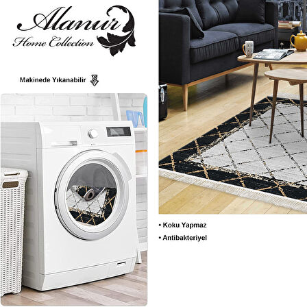 Dekoreko Kaymaz Taban Djt Salon Halısı Star Pamuk Saçaklı Modern M5129