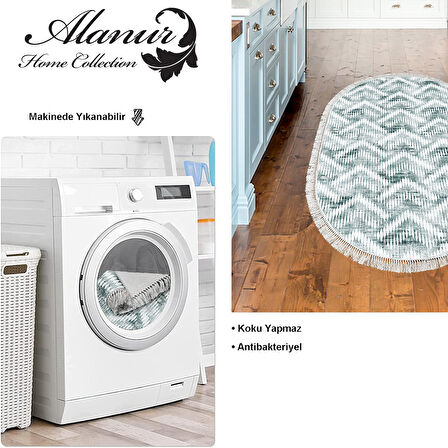 Dekoreko Kaymaz Taban Djt Mutfak Halısı Trend Saçaklı Oval İskandinav F5124