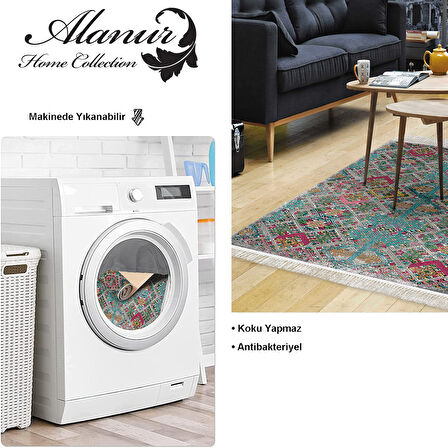 Dekoreko Kaymaz Taban Djt Salon Halısı Yıldız Deri Saçaklı İskandinav F5009