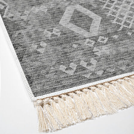 Dekoreko Kaymaz Taban Djt Mutfak Halısı Yıldız Deri Saçaklı İskandinav F5137