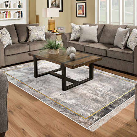 Dekoreko Kaymaz Taban Djt Salon Halısı Star Pamuk Saçaklı Modern M12271