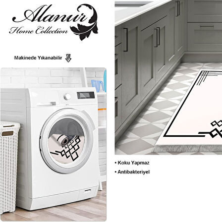 Dekoreko Kaymaz Taban Djt Mutfak Halısı Star Pamuk Saçaklı Modern 1919