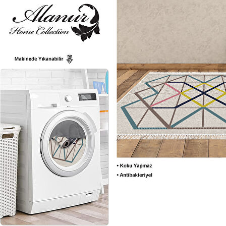 Dekoreko Kaymaz Taban Djt Salon Halısı Star Pamuk Saçaklı Modern P1525