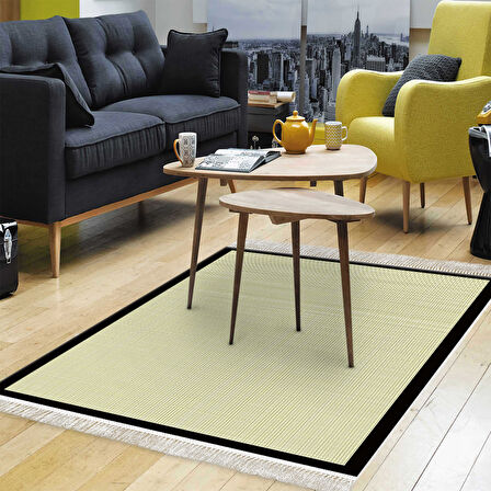 Alanur Home Kaymaz Taban Djt Banyo Mutfak Salon Halı  Trend Saçaklı Dokuma Desen E5007