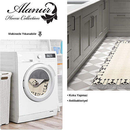 Dekoreko Kaymaz Taban Djt Mutfak Halısı Trend Saçaklı Modern 1945