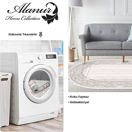 Dekoreko Kaymaz Taban Djt Salon Halısı Trend Saçaklı Oval Modern M5076