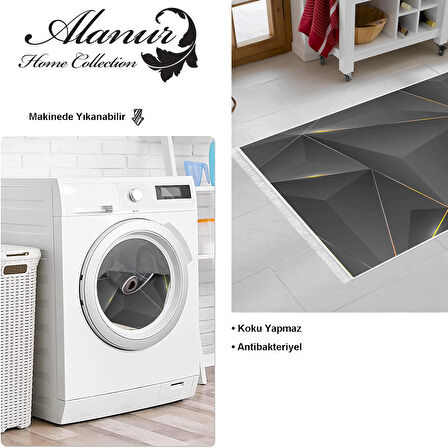 Dekoreko Kaymaz Taban Djt Mutfak Halısı Star Pamuk Saçaklı Modern F5005