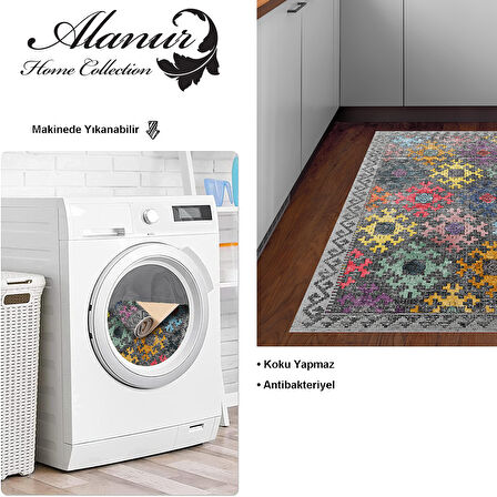 Dekoreko Kaymaz Taban Djt Mutfak Halısı Yıldız Deri İskandinav F5008