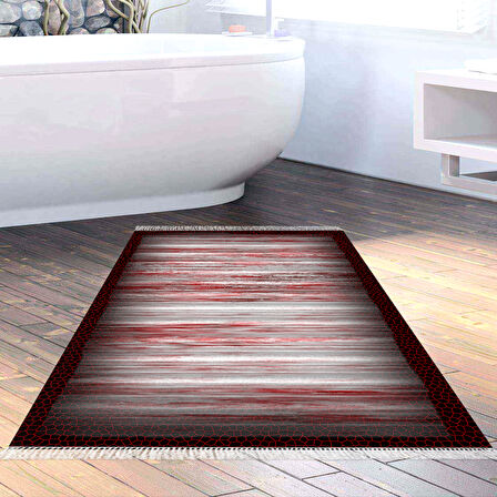 Dekoreko Kaymaz Taban Djt Banyo Halısı Yıldız Deri Saçaklı Modern 1693