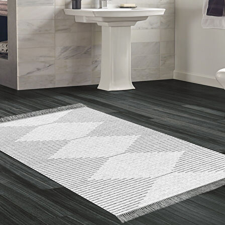 Dekoreko Kaymaz Taban Djt Banyo Halısı Trend Saçaklı İskandinav F5085
