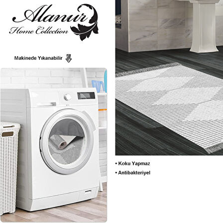 Dekoreko Kaymaz Taban Djt Banyo Halısı Trend Saçaklı İskandinav F5085