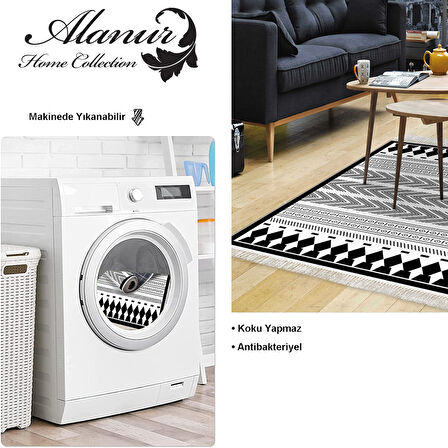 Dekoreko Kaymaz Taban Djt Salon Halısı Star Pamuk Saçaklı İskandinav M1273