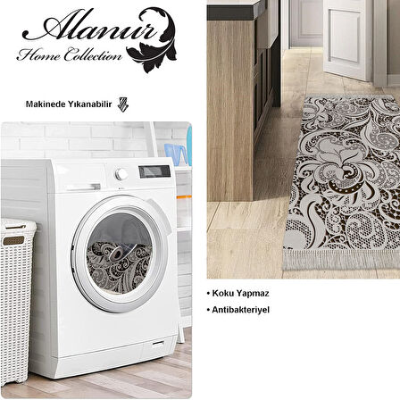 Dekoreko Kaymaz Taban Djt Mutfak Halısı Star Pamuk Saçaklı Modern Mu145