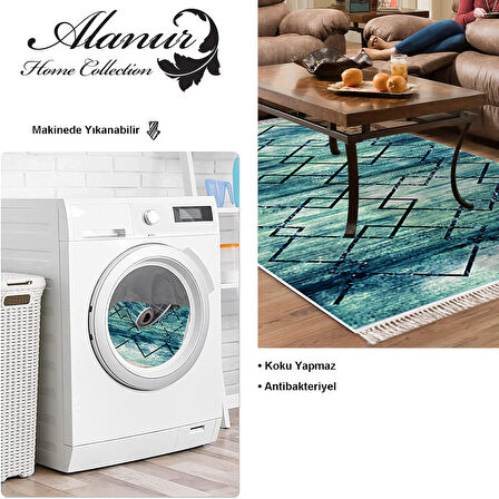 Dekoreko Kaymaz Taban Djt Salon Halısı Star Pamuk Saçaklı Modern M5006