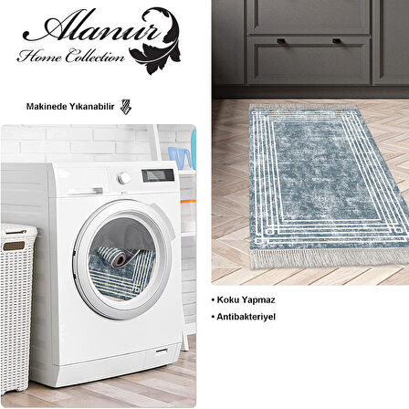 Dekoreko Kaymaz Taban Djt Mutfak Halısı Star Pamuk Saçaklı Modern M5142