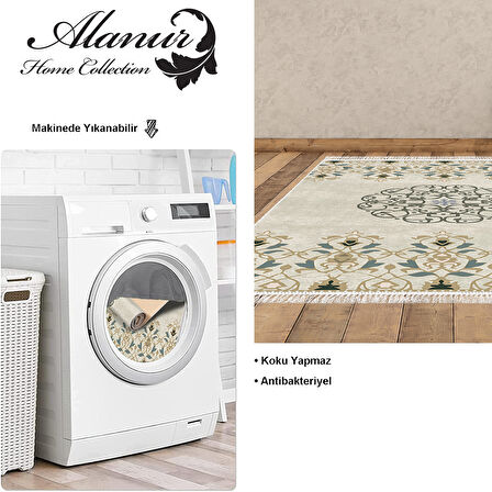 Dekoreko Kaymaz Taban Djt Salon Halısı Yıldız Deri Saçaklı Modern 1491