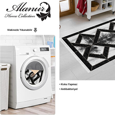 Dekoreko Kaymaz Taban Djt Mutfak Halısı Yıldız Deri Saçaklı Modern 722