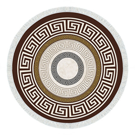 Dekoreko Kaymaz Taban Djt Salon Halısı Yıldız Deri Saçaklı Yuvarlak Modern 675M