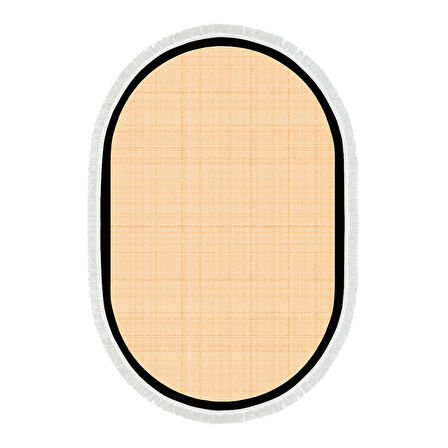 Alanur Home Kaymaz Taban Djt Banyo Mutfak Salon Halı Yıldız Deri Saçaklı Oval Dokuma Desen E5007