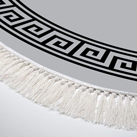 Dekoreko Kaymaz Taban Djt Salon Halısı Yıldız Deri Saçaklı Oval Modern 656M