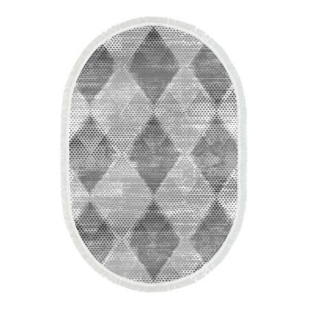 Dekoreko Kaymaz Taban Djt Salon Halısı Star Pamuk Saçaklı Oval İskandinav F5131