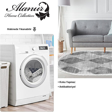 Dekoreko Kaymaz Taban Djt Salon Halısı Star Pamuk Saçaklı Oval İskandinav F5131