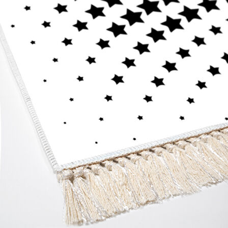 Dekoreko Kaymaz Taban Djt Mutfak Halısı Star Pamuk Saçaklı Modern 723