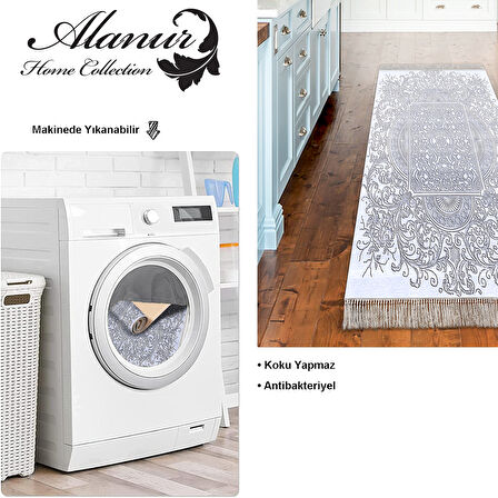 Dekoreko Kaymaz Taban Djt Mutfak Halısı Yıldız Deri Saçaklı Modern 1488